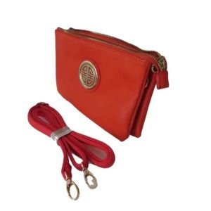 Small Crossbody Bag Shoulder Purse PU Leather Orange